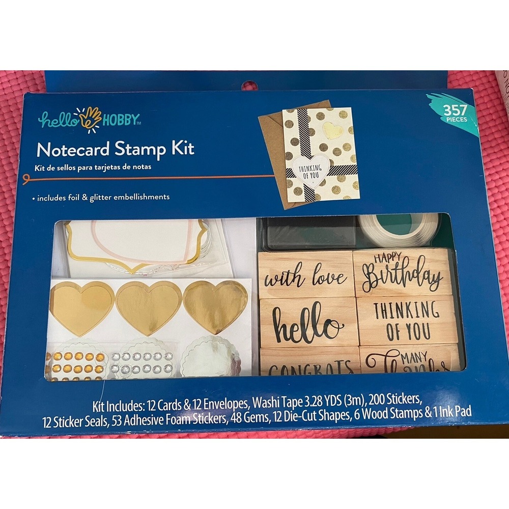 Hello Hobby Notecard Stamp Kit 357 Pieces Includes Foil & Glitter Embellishments